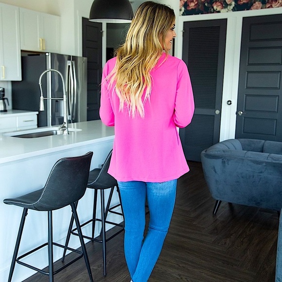 ☃️BOGO50%☃️ 🆕🩷ANDREE BY UNIT: BARBIE PINK Girl Boss Blazer SMALL - Picture 10 of 12